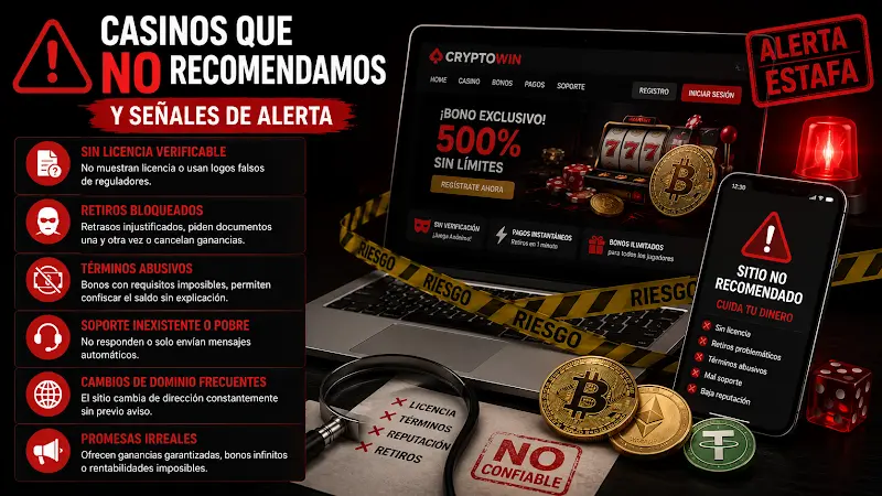 Casinos que NO recomendamos y señales de alerta
